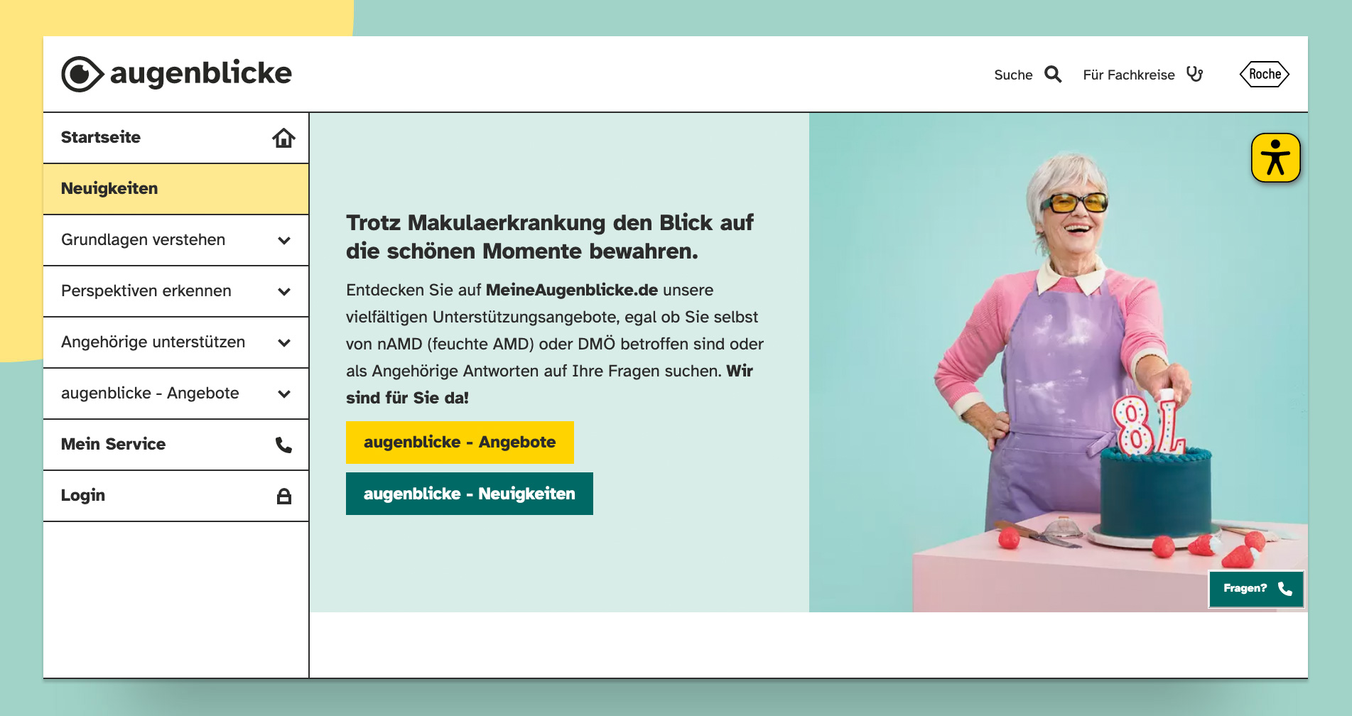 Roche Augenblicke-Webseite